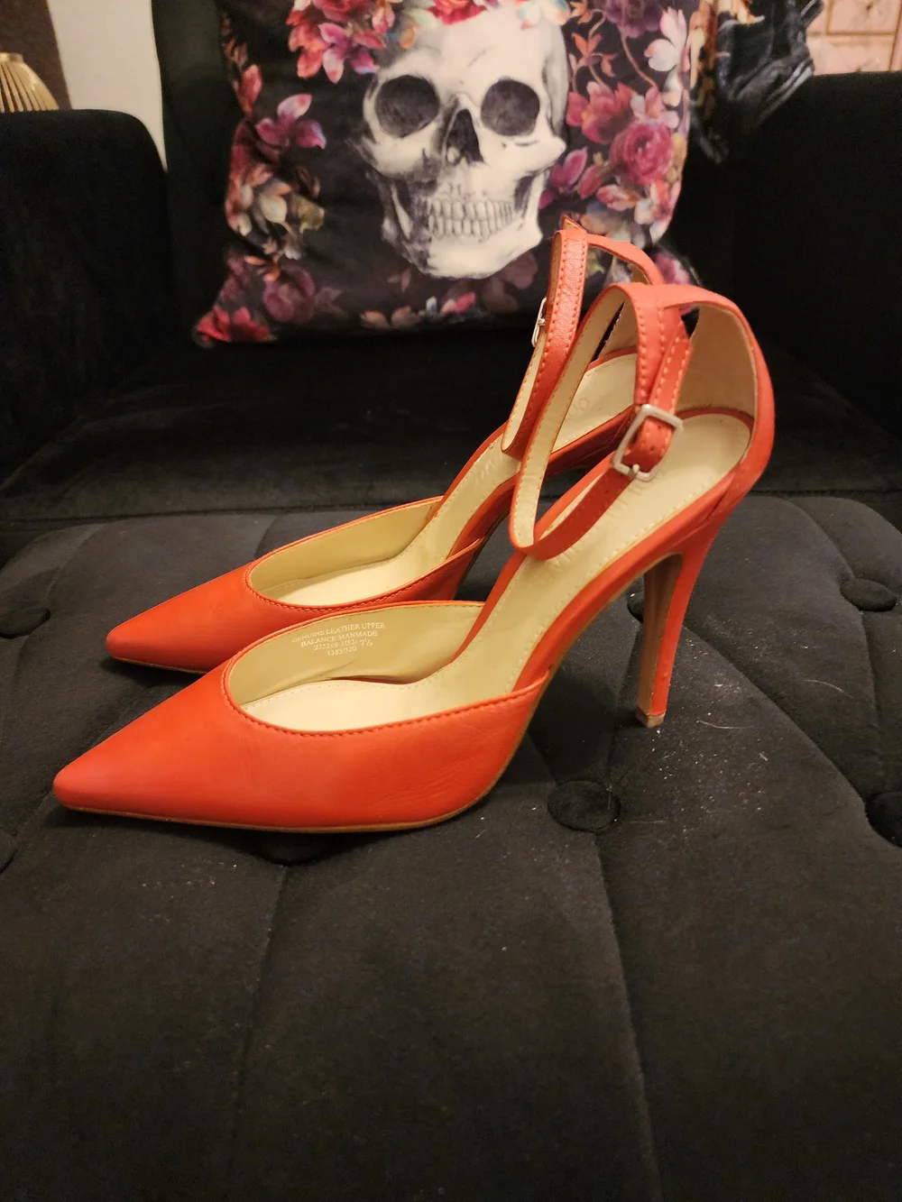 Colin Stuart Women’s Orange Pointed Ankle-Strap High Heels Size 7.5